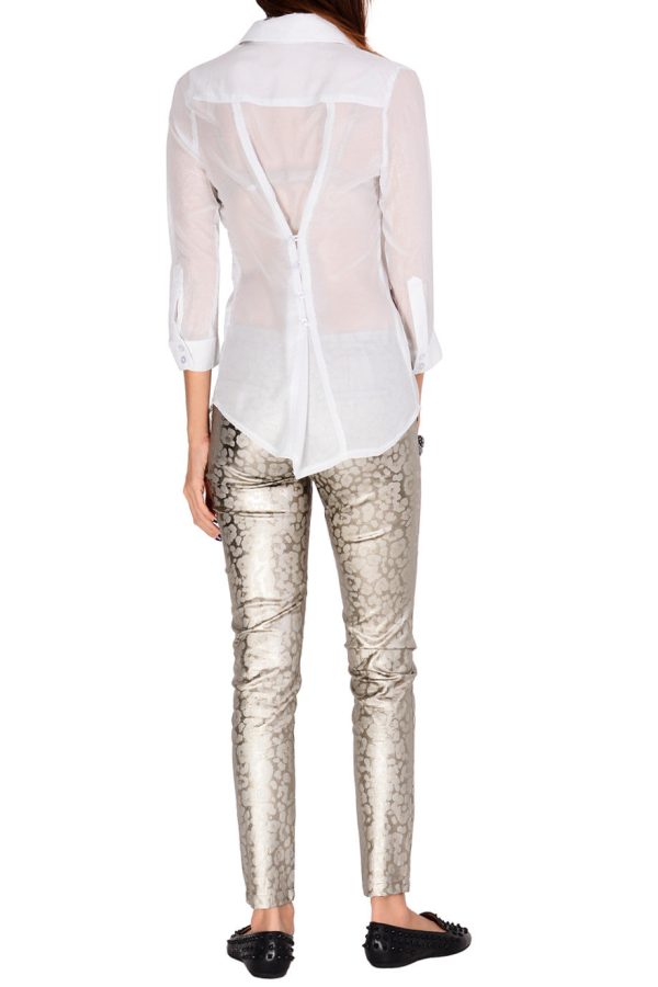 REINA Metallic Silver Leopard Pants Online