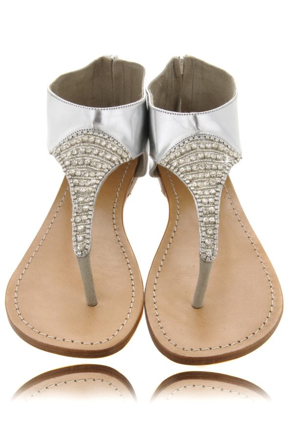 SILVER Crystal Leather Sandals Sale