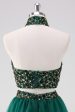 Sparkly A-Line Dark Green Halter Short Homecoming Dress with Sequins Online