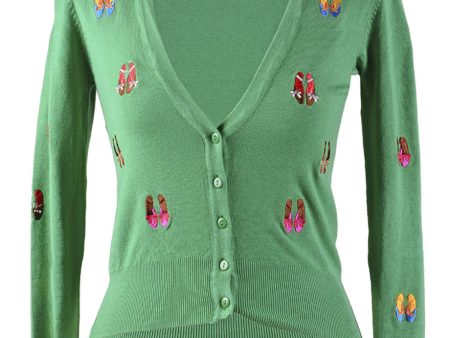 LONDON BALLERINA Green Fitted Cardigan Hot on Sale