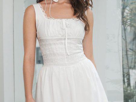 White A-Line Short Simple Graduation Dress with Lace Hot on Sale