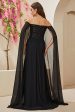 Black  A-line Off The Shoulder Chiffon Long Prom Dress Cheap