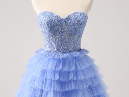 Sweetheart Lilac A-Line Corset Tulle Homecoming Dress with Lace Online now