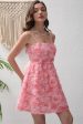 Pink Flower A-Line Spaghetti Straps Short Party Dress Cheap