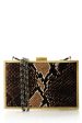 SHALI Brown Snake Skin Clutch Online Hot Sale