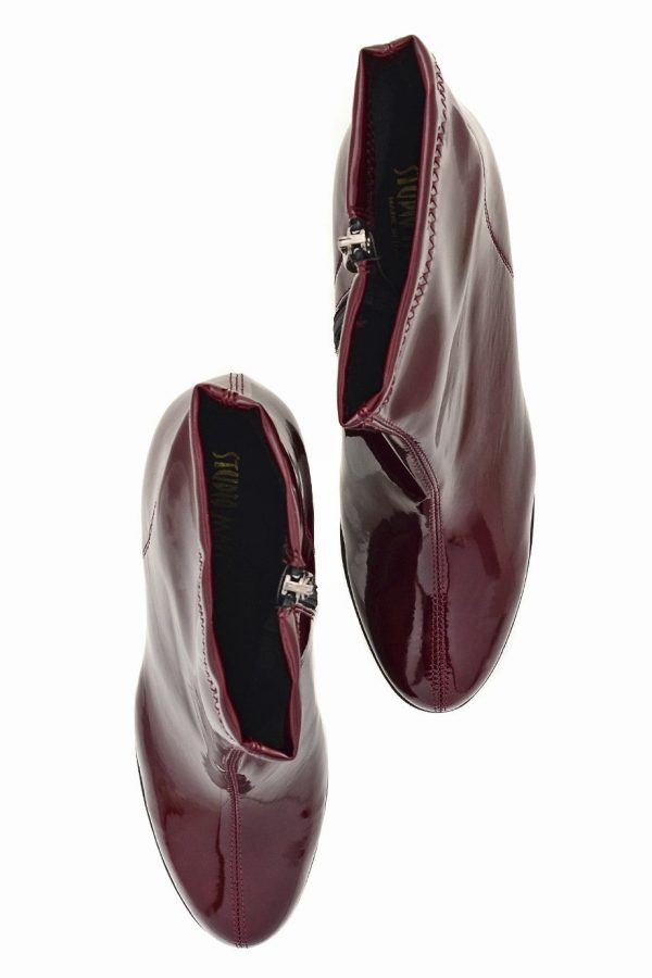 ARIADNA Bordeaux Patent Leather Ankle Boots For Sale