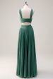 Eucalyptus A Line Halter Neck Chiffon Pleated Long Bridesmaid Dress Supply