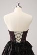 Sparkly Black Pink Sweetheart Tiered Homecoming Dress with Beading Discount