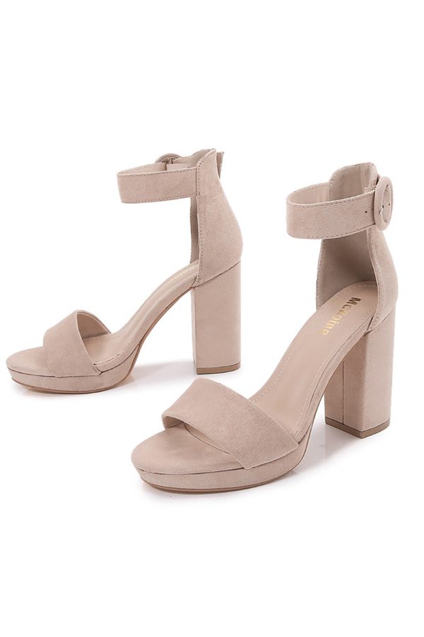 Apricot Pure Color Suede High Heels Fashion Sandals For Discount