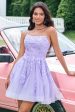 Cute Glitter Lilac A Line Sequins Short Lace Up Back Homecoming Dress with Appliques Hot on Sale