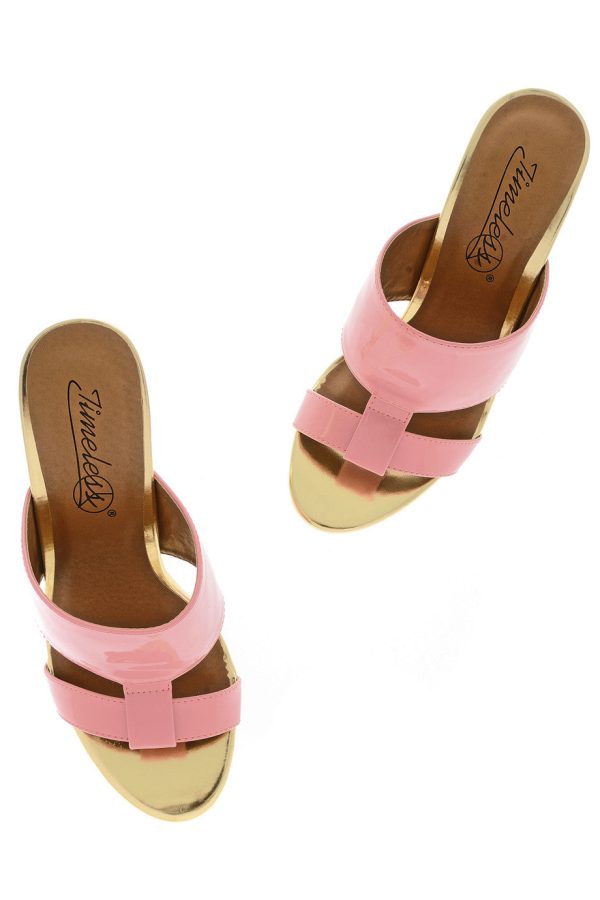 AMY Pink Gold Mules Discount