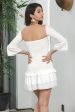 Bodycon Pleated Long Sleeves Cute White Graduation Dress Sale