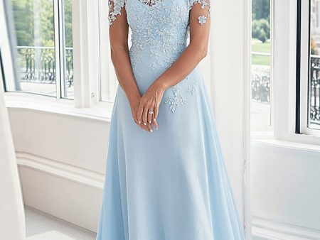 Sky Blue A Line Off The Shoulder Lace Appliques Mother of the Bride Dress Online now