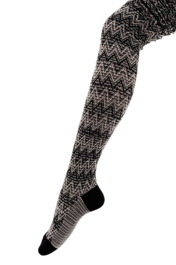 MISSONI WOOL BLEND Black White Striped Tights Discount