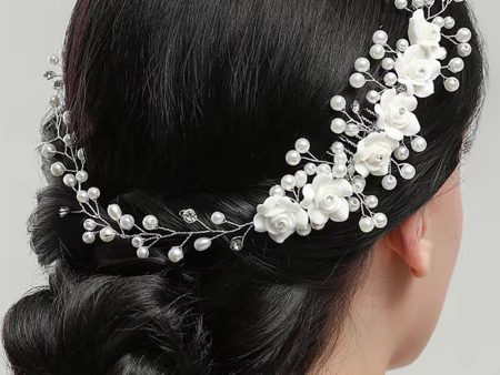 Pearl Flower Pottery Flower Har Comb Hair Bandhandmade Bride Headband Cheap