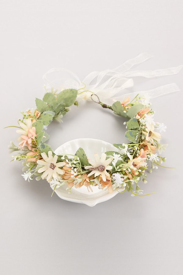 White Garland Crown Bridal Headband Supply