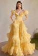 Yellow A Line Off The Shoulder Ruffles Formal Dress Hot on Sale