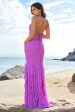 Halter Tahiti Mermaid Chiffon Bridesmaid Dress with Ruffles For Cheap