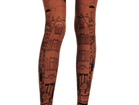 ZOHARA NEIGHBORHOOD Orange Printed Tights Cheap