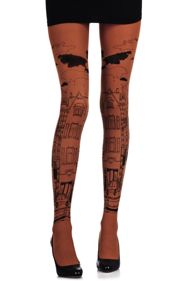 ZOHARA NEIGHBORHOOD Orange Printed Tights Cheap