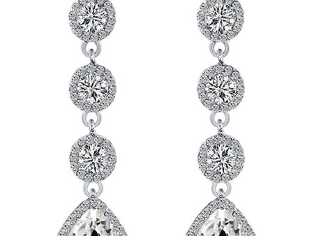 Bridal White Clear Crystal Wedding Earrings Discount