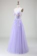 A-Line Purple Prom Dress with Sequins Cheap