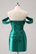 Dark Green Tight Off the Shoulder Corset Satin Homecoming Dress Online