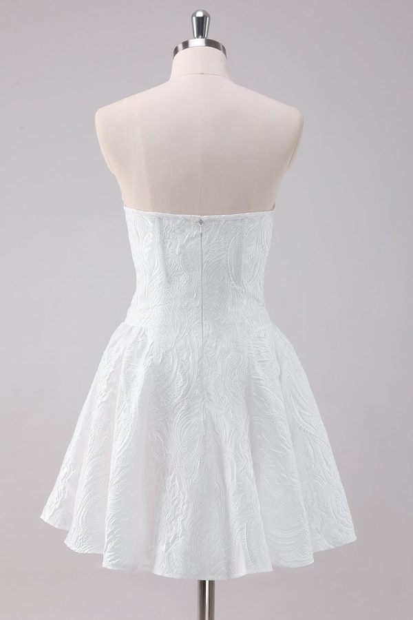 Simple White A-Line Strapless Short Homecoming Dress Sale