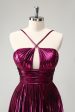 Purple A Line Halter Pleated Short Homecoming Dress With Hollow Out For Discount