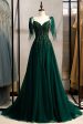 A-Line Spaghetti Straps Dark Green Prom Dress with Beading Supply