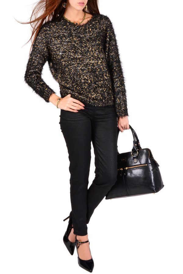 ROSEMARY Black Gold Fluffy Jumper Online Hot Sale