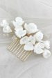 White Ceramic Flower Plate Hair Makeup Bridal Hair Comb Supply