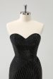 Sparkly Black Strapless Bodycon Mini Homecoming Dress For Cheap