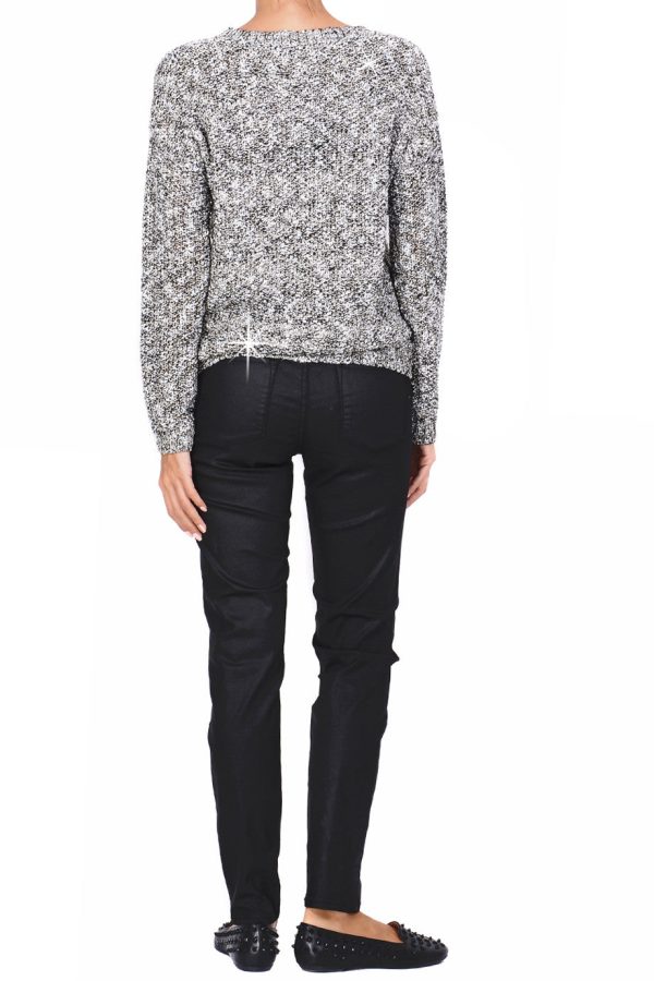 C BLOCK NAOMI Black White Tweed Effect Sweater Fashion