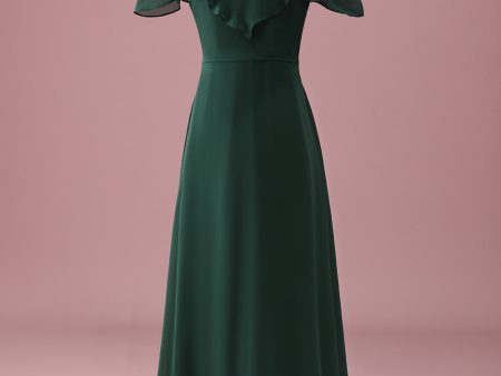 Dark Green A Line Off The Shoulder Ruffles Junior Bridesmaid Dress Fashion