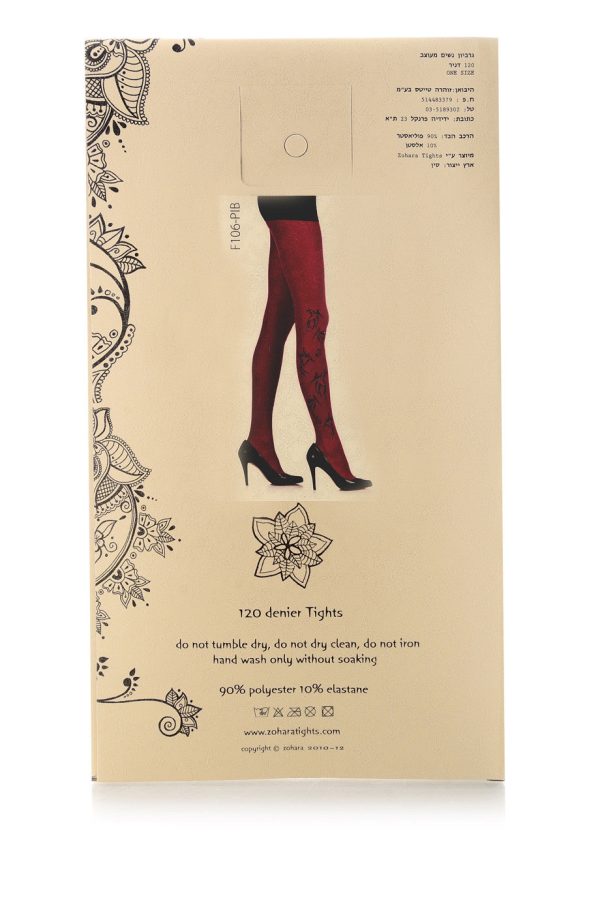 BIRD Wine Red Printed Tights For Cheap