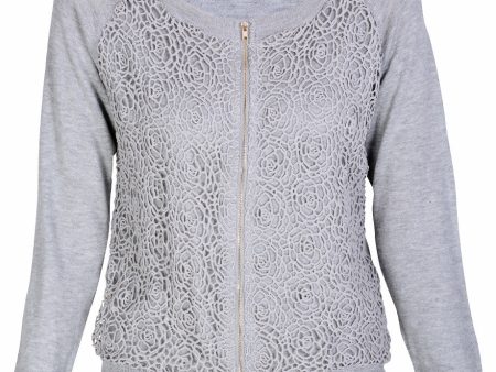 ARIADNA Grey Lace Cardigan Online Hot Sale