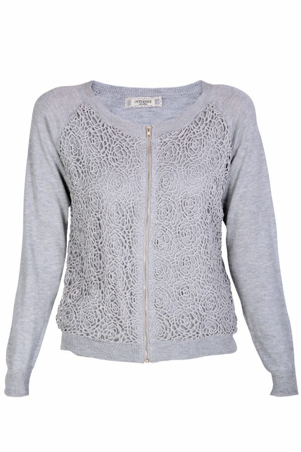 ARIADNA Grey Lace Cardigan Online Hot Sale