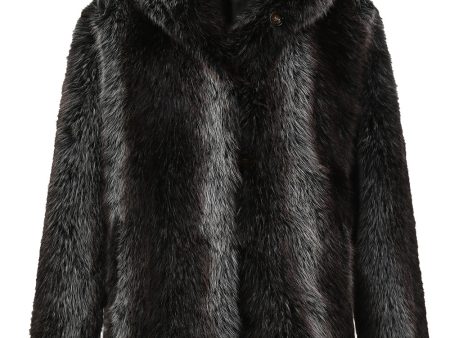 Black Winter Puffy Long Sleeve Hooded Faux Fur Men s Coat Sale