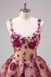 Sparkly Fuchsia A Line Corset Long Homecoming Dress with Sequins Cheap