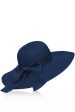 Arleen Blue Flat Hat with Ribbon Hot on Sale