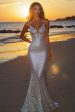 Sparkly Silver Backless Mermaid Long Formal Dress on Sale