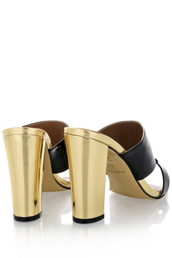 AMY Black Gold Mules Fashion