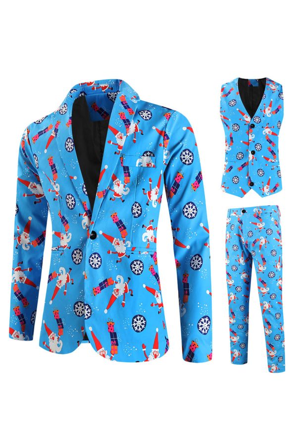 Blue Shawl Lapel 3-Piece Men s Suit for Christmas Online Hot Sale