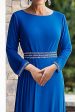 Sparkly Royal Blue Sheath Long Sleeves Beaded Mother of the Bride Dress For Cheap