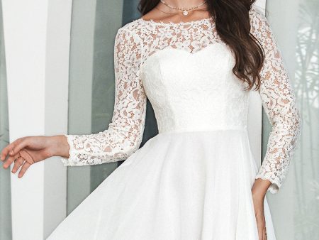 Cute White Bateau Long Sleeves Backless Short Graduation Dress Online