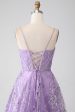 A-Line Spaghetti Straps Lilac Corset Prom Dress with Sequins For Discount