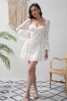 Long Sleeves Bodycon Square Neck Lace Little White Dress Online Sale