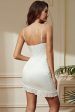 Bodycon Spaghetti Straps White Cocktail Dress with Ruffles Cheap