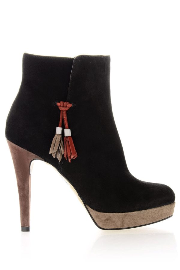 BARBARA BUCCI JULIANA Black Suede Ankle Boots For Sale